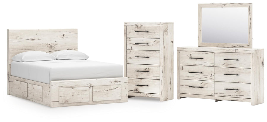 Lawroy Panel Storage Bed, Dresser, Mirror and Chest