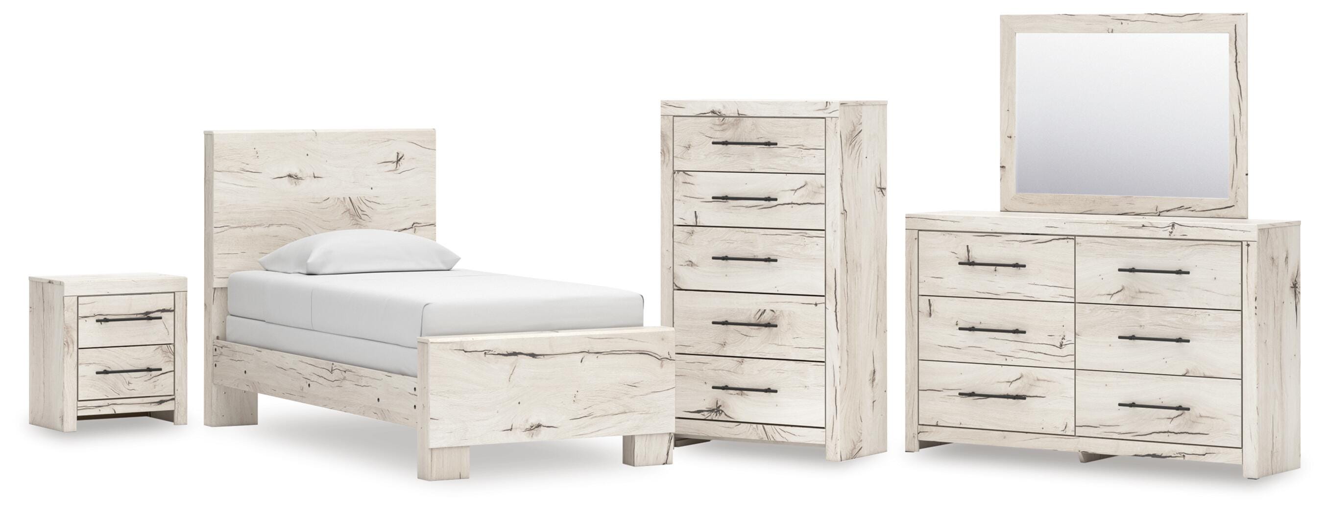 Lawroy Panel Bed, Dresser, Mirror, Chest and Nightstand
