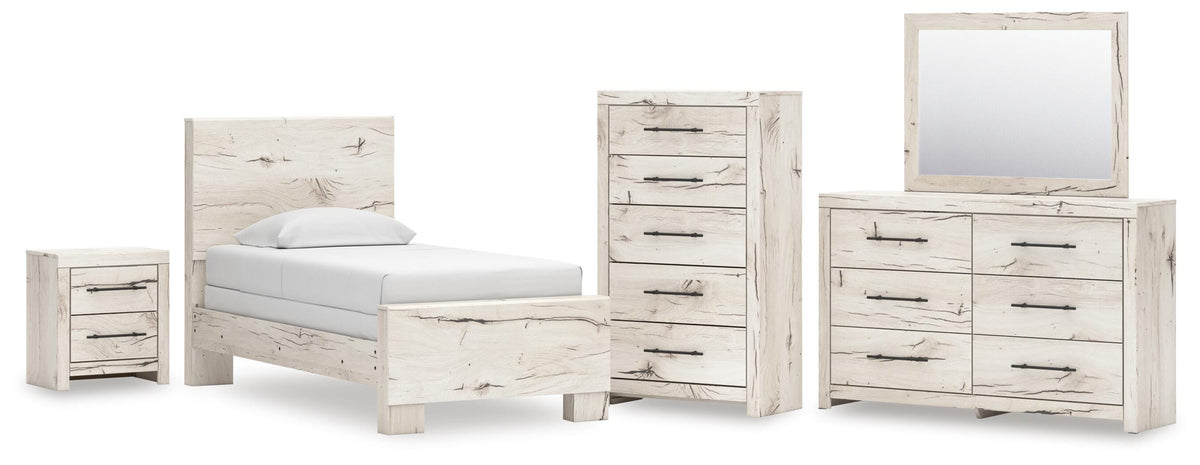 Lawroy Panel Bed, Dresser, Mirror, Chest and Nightstand