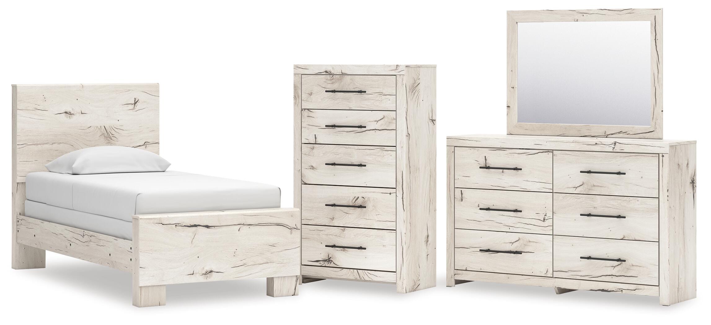 Lawroy Panel Bed, Dresser, Mirror and Chest