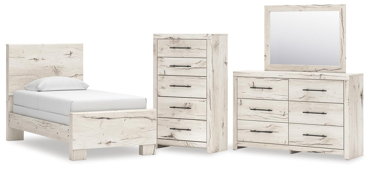 Lawroy Panel Bed, Dresser, Mirror and Chest