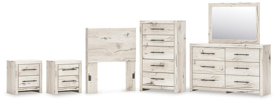 Lawroy Panel Headboard, Dresser, Mirror, Chest and 2 Nightstands