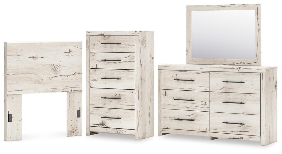 Lawroy Panel Headboard, Dresser, Mirror and Chest
