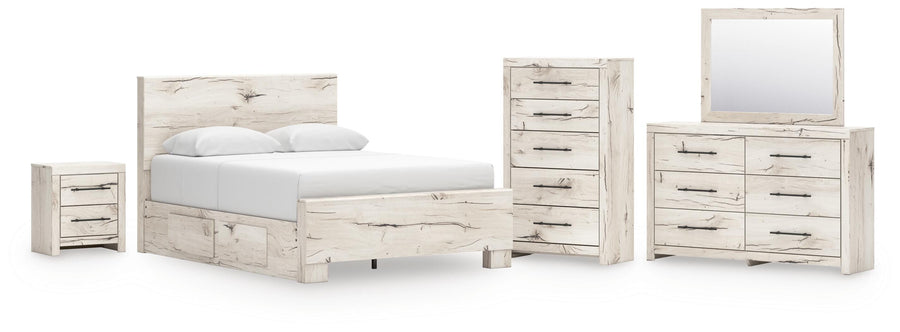 Lawroy Panel Bed with Storage, Dresser, Mirror, Chest and Nightstand