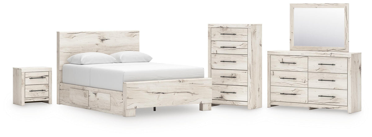 Lawroy Panel Bed with Storage, Dresser, Mirror, Chest and Nightstand
