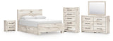 Lawroy Panel Bed with Storage, Dresser, Mirror, Chest and Nightstand