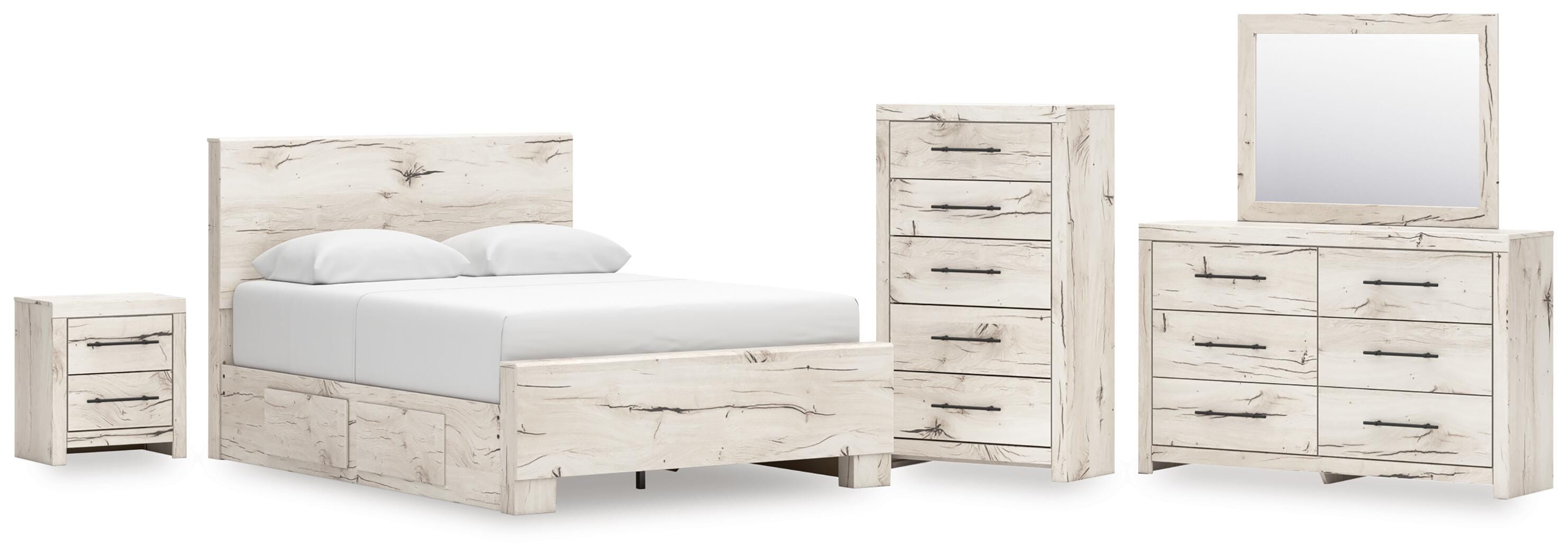 Lawroy Panel Bed with Storage, Dresser, Mirror, Chest and Nightstand