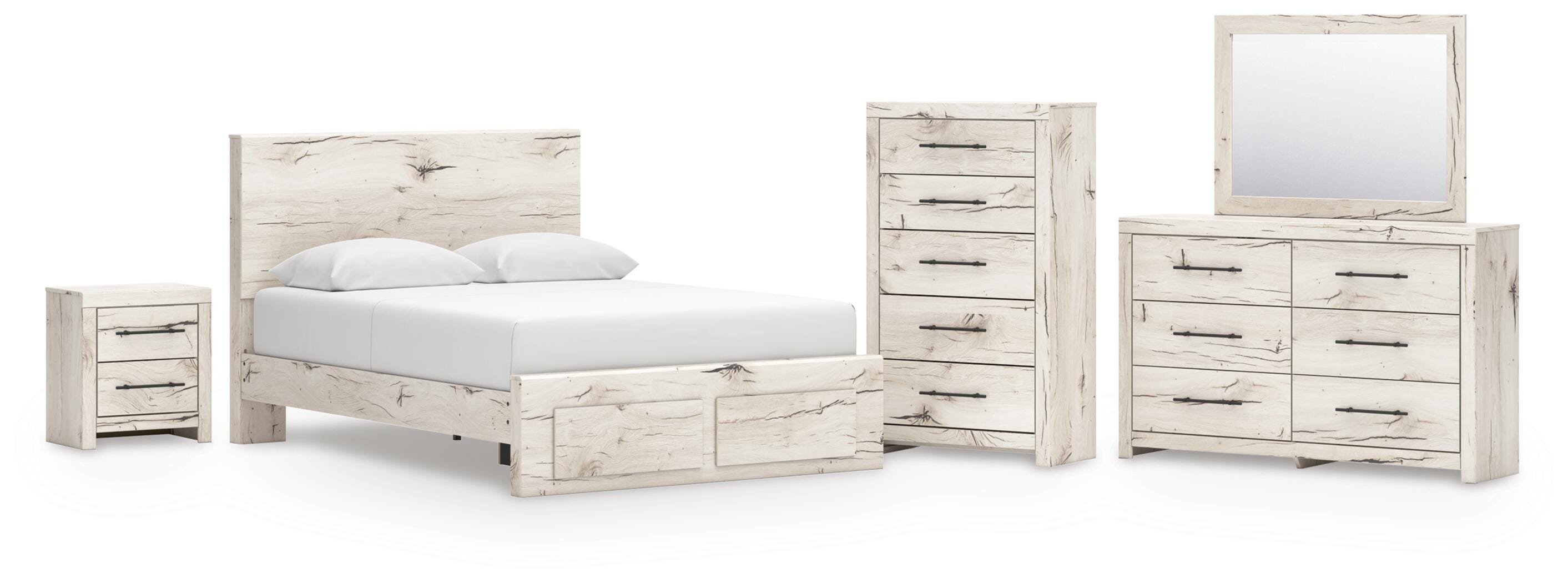 Lawroy Panel Storage Bed, Dresser, Mirror, Chest and Nightstand