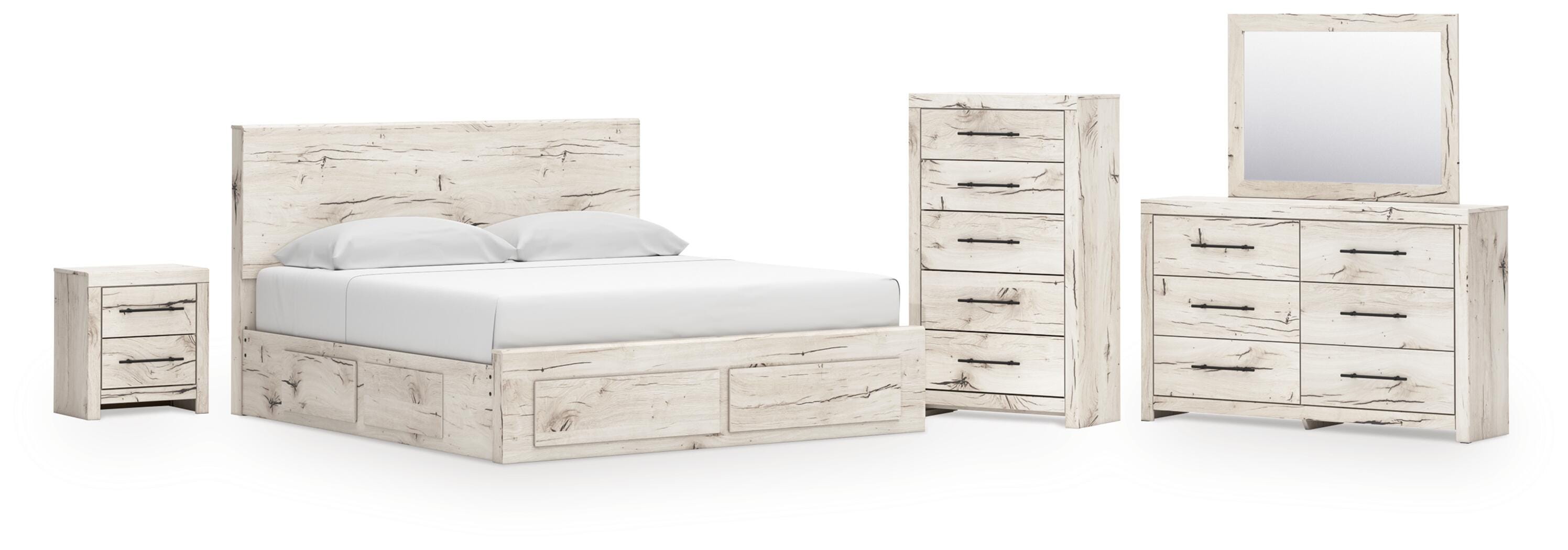 Lawroy Panel Storage Bed, Dresser, Mirror, Chest and Nightstand