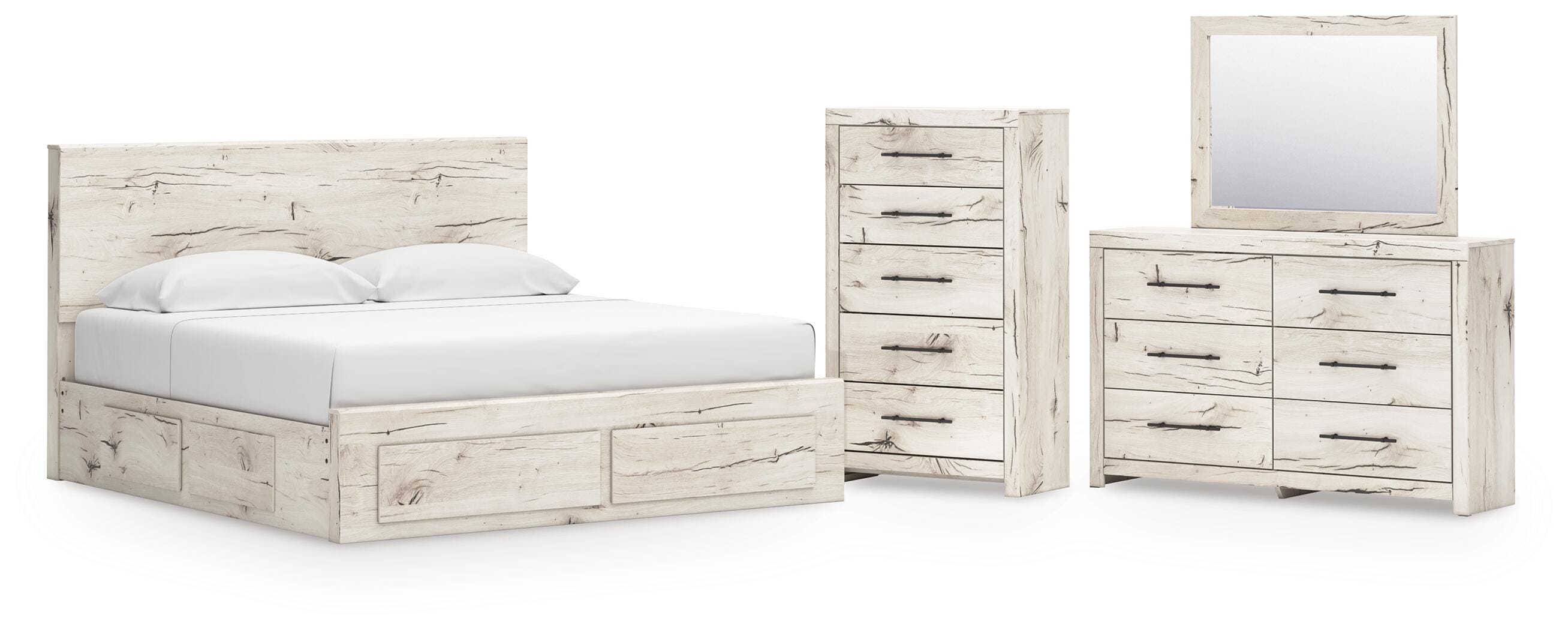 Lawroy Panel Storage Bed, Dresser, Mirror and Chest