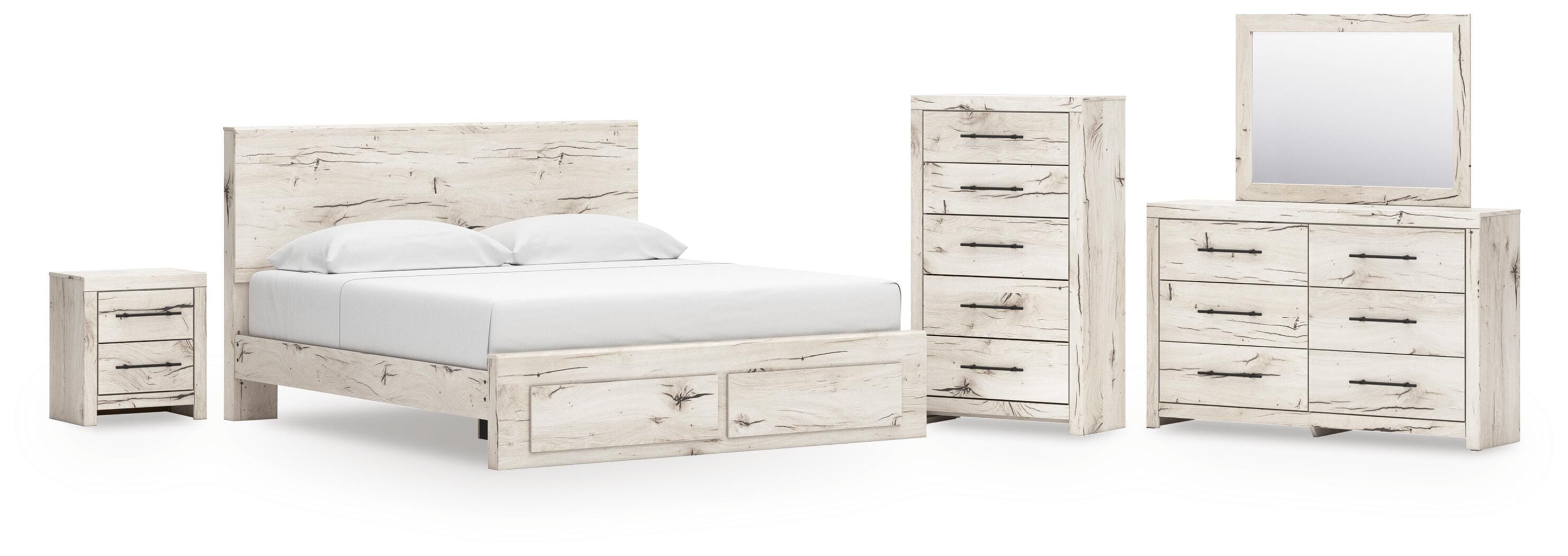 Lawroy Panel Storage Bed, Dresser, Mirror, Chest and Nightstand