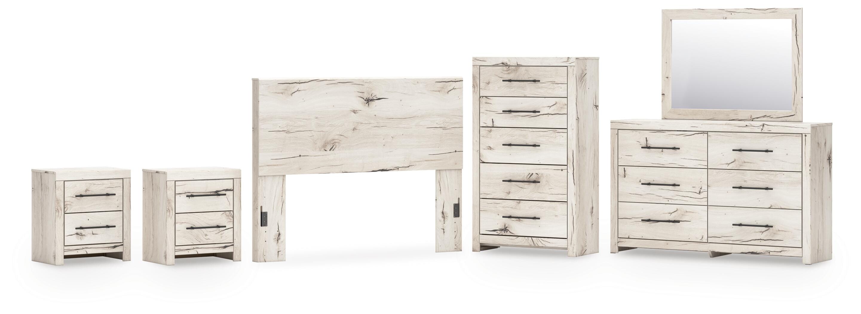 Lawroy Panel Headboard, Dresser, Mirror, Chest and 2 Nightstands
