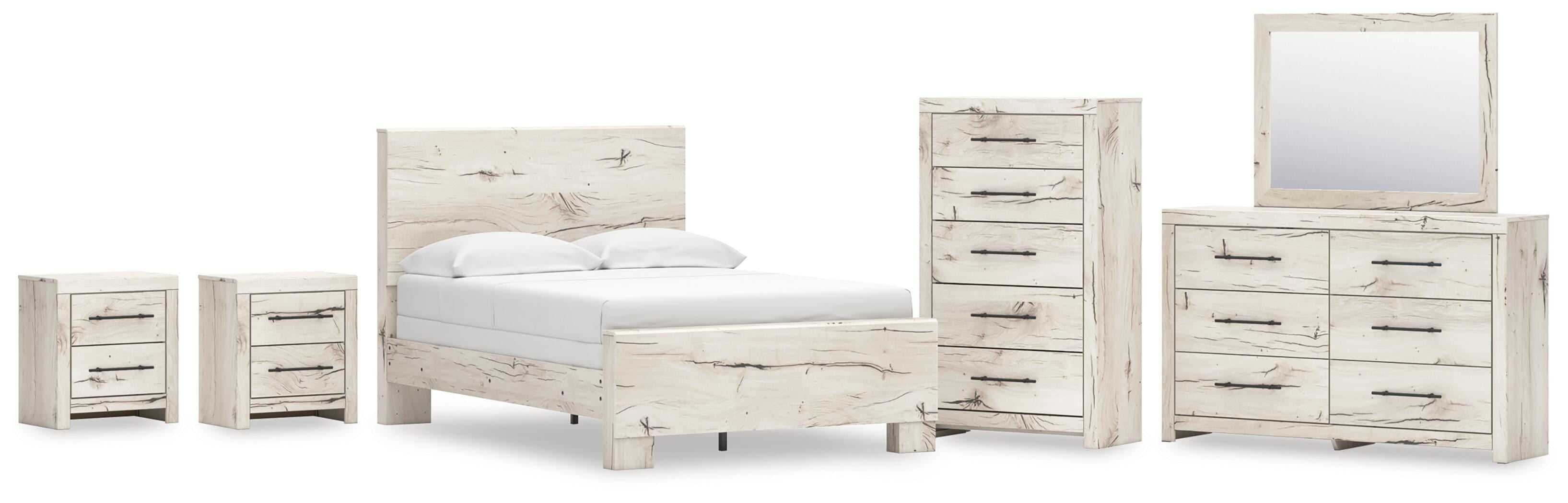 Lawroy Panel Bed, Dresser, Mirror, Chest and 2 Nightstands