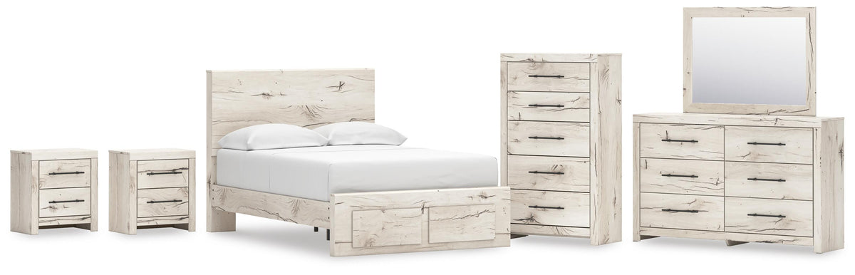 Lawroy Panel Storage Bed, Dresser, Mirror, Chest and 2 Nightstands