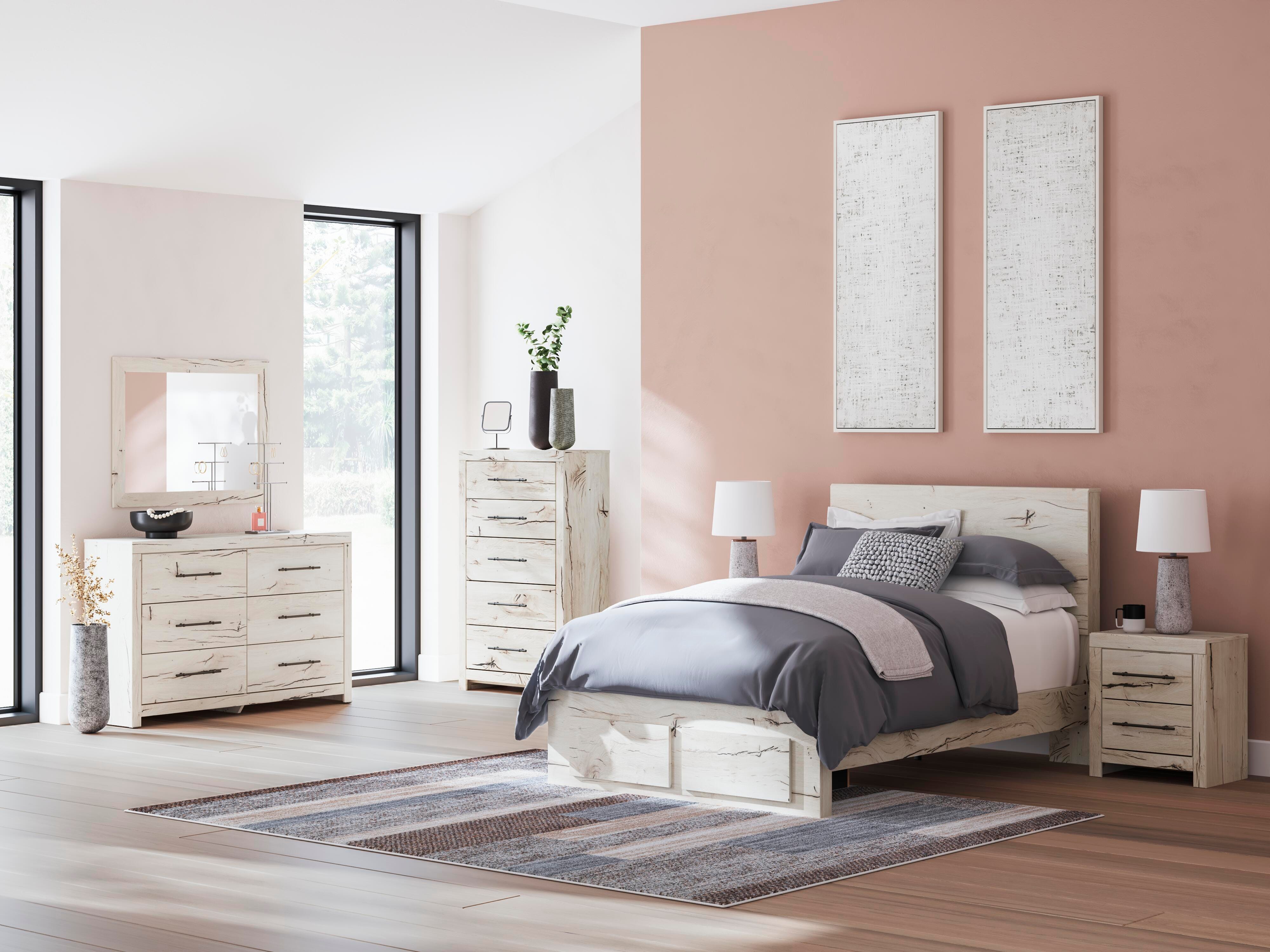 Lawroy Panel Storage Bed, Dresser, Mirror and Chest