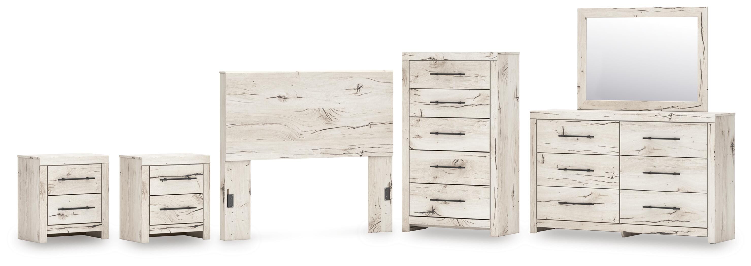 Lawroy Panel Headboard, Dresser, Mirror, Chest and 2 Nightstands