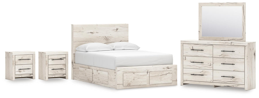 Lawroy Panel Storage Bed, Dresser, Mirror and 2 Nightstands