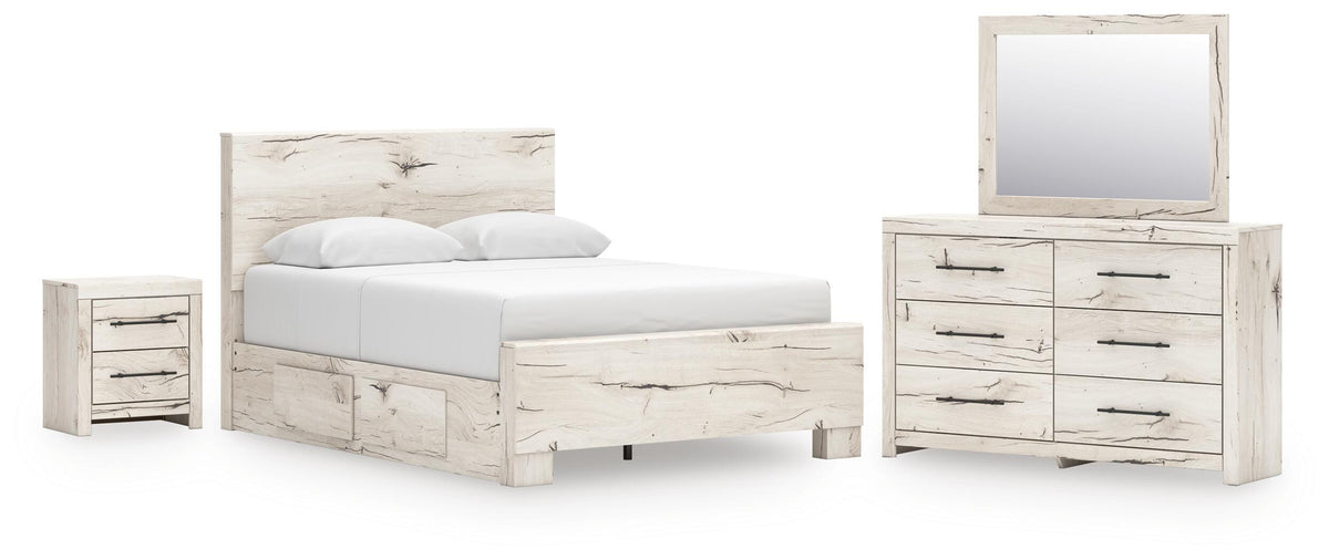 Lawroy Panel Bed with Storage, Dresser, Mirror and Nightstand