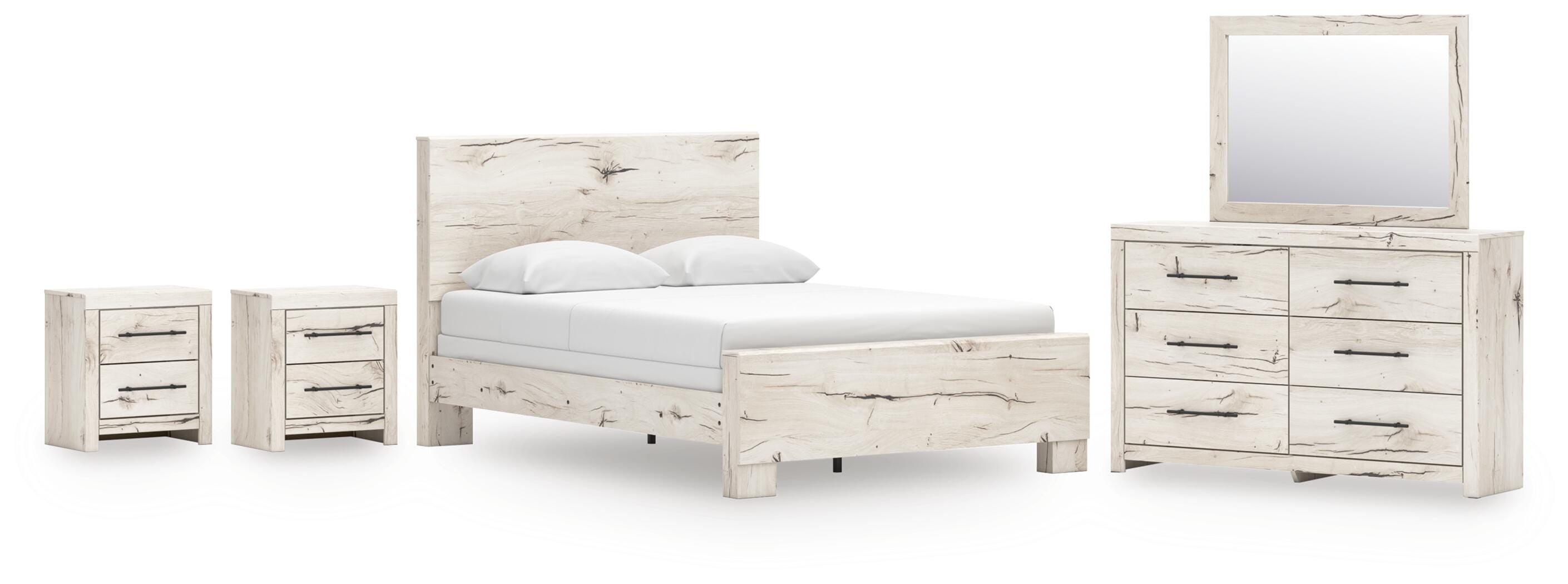 Lawroy Panel Bed, Dresser, Mirror and 2 Nightstands