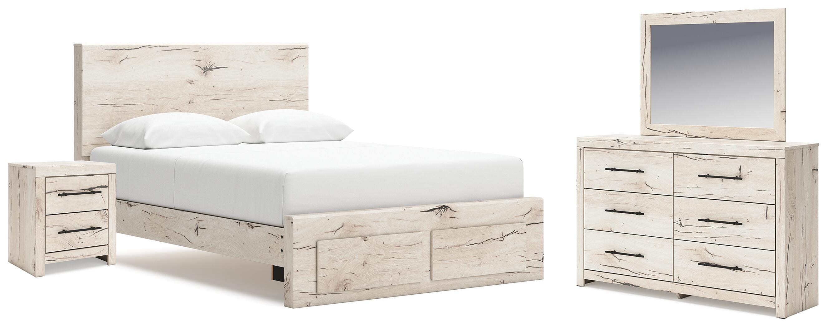 Lawroy Panel Storage Bed, Dresser, Mirror and Nightstand