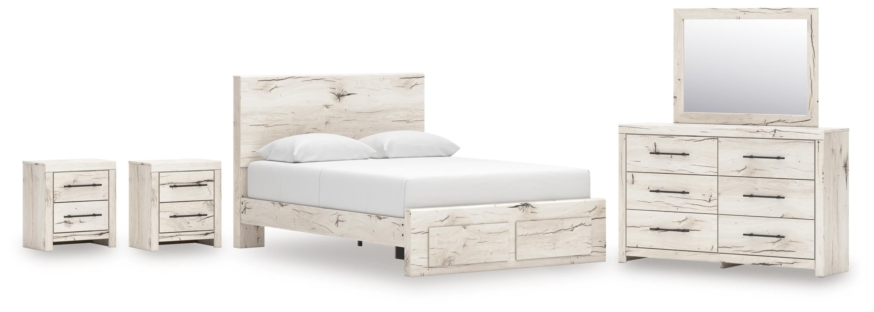 Lawroy Panel Storage Bed, Dresser, Mirror and 2 Nightstands