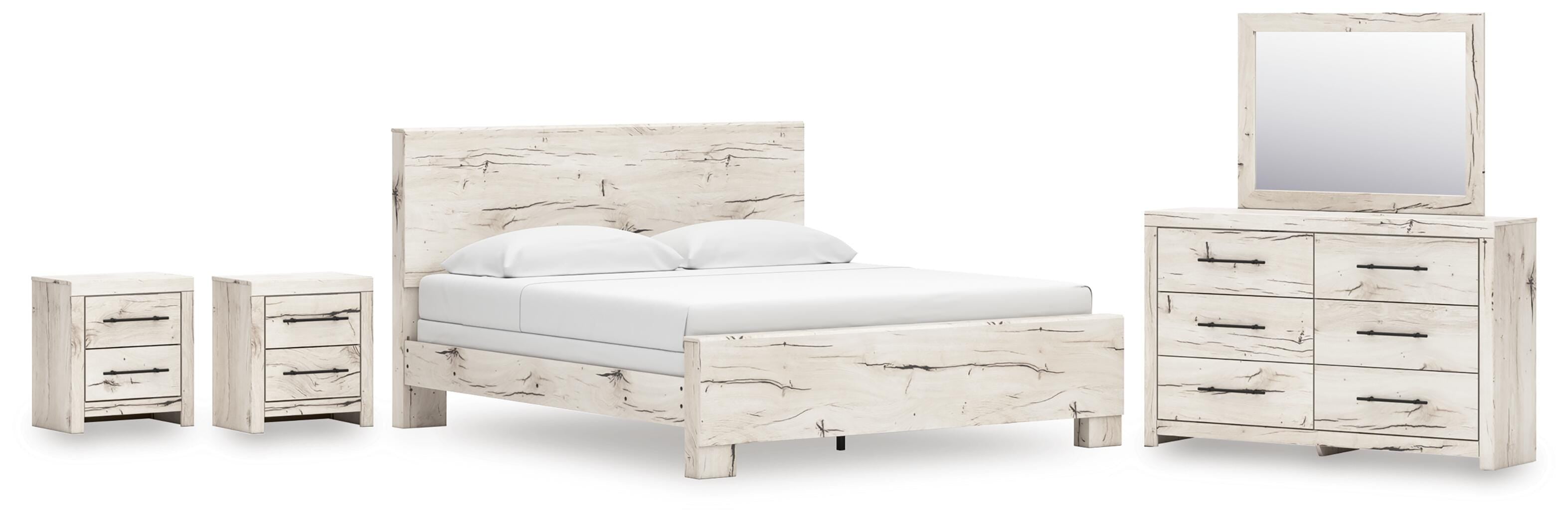 Lawroy Panel Bed, Dresser, Mirror and 2 Nightstands