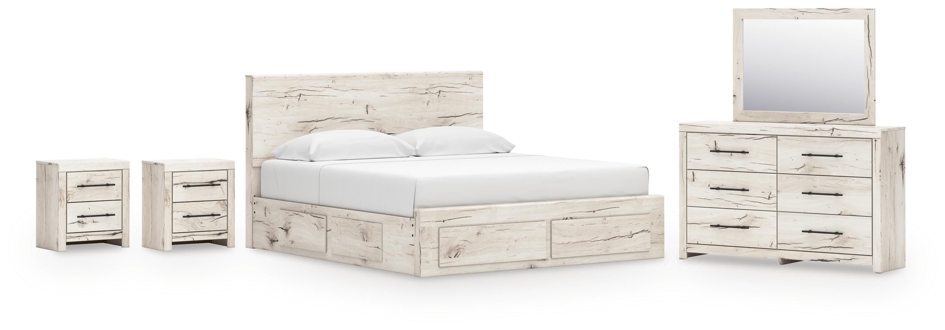 Lawroy Panel Storage Bed, Dresser, Mirror and 2 Nightstands
