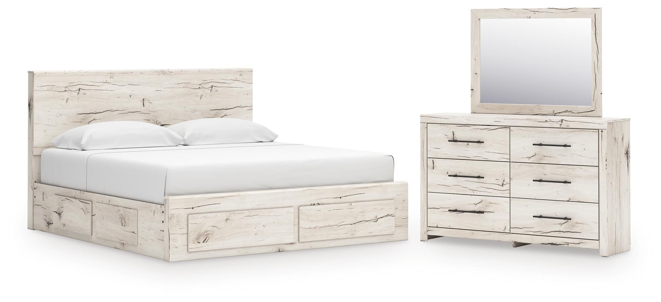 Lawroy Panel Storage Bed, Dresser and Mirror