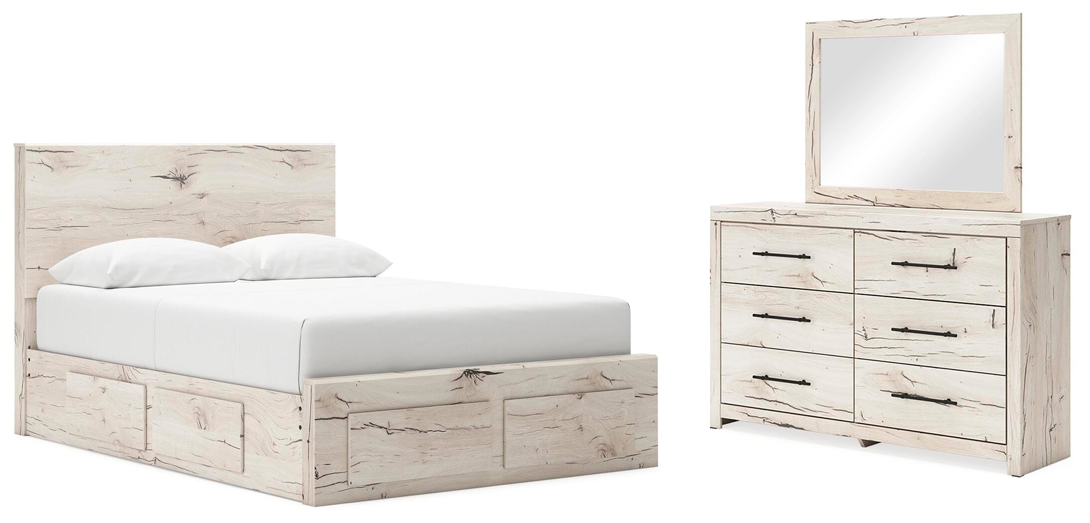 Lawroy Panel Storage Bed, Dresser and Mirror
