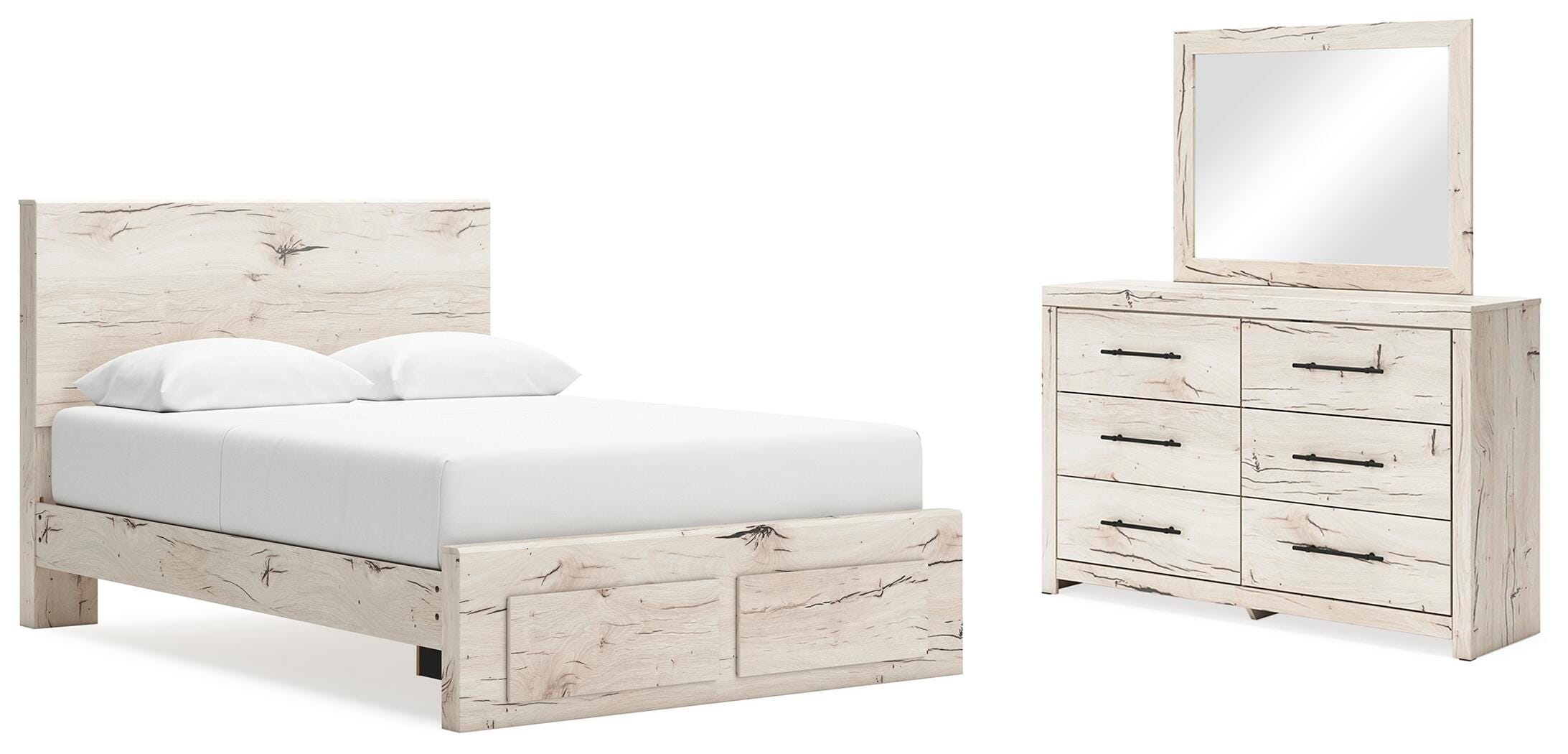 Lawroy Panel Storage Bed, Dresser and Mirror