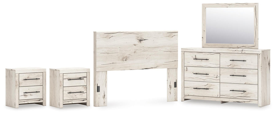 Whitaker Panel Headboard, Dresser, Mirror and 2 Nightstands