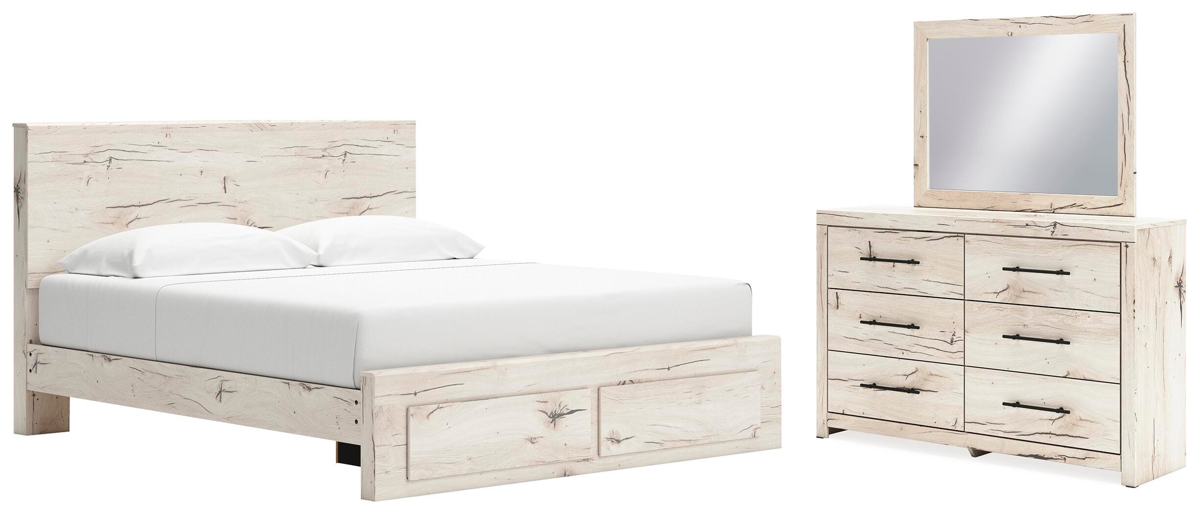 Lawroy Panel Storage Bed, Dresser and Mirror