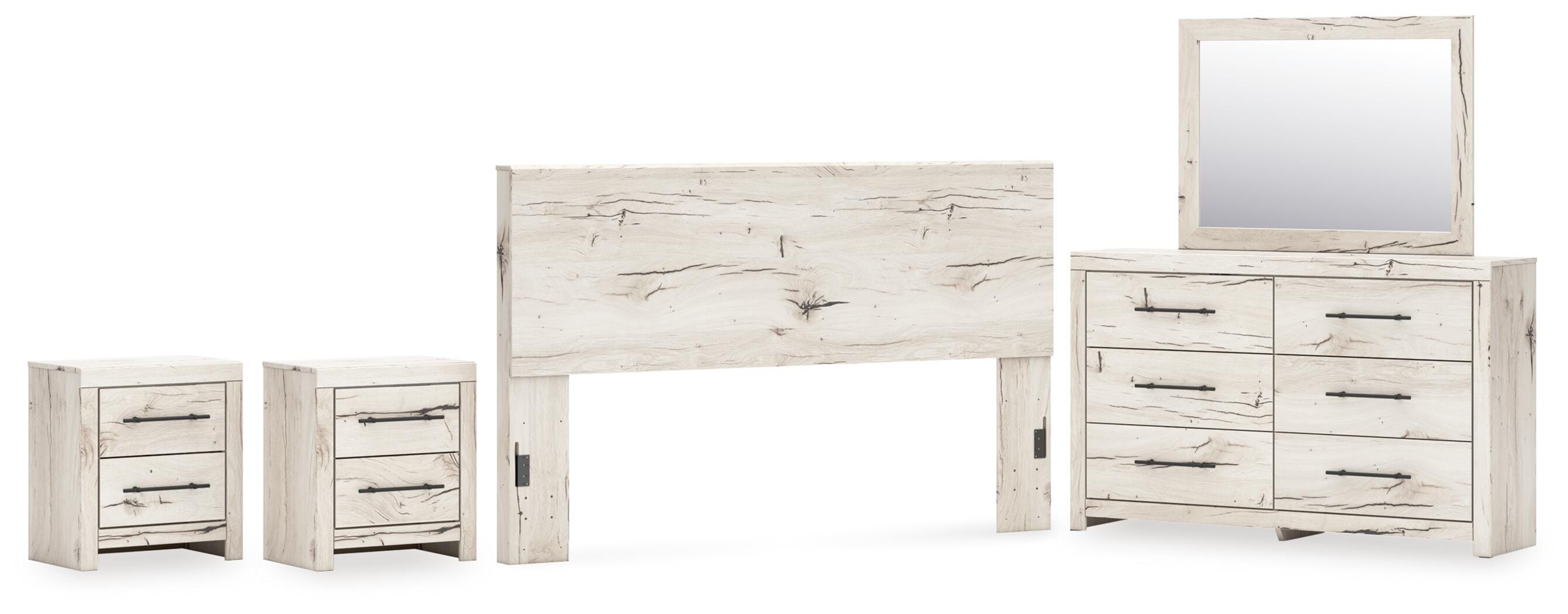 Lawroy Panel Headboard, Dresser, Mirror and 2 Nightstands