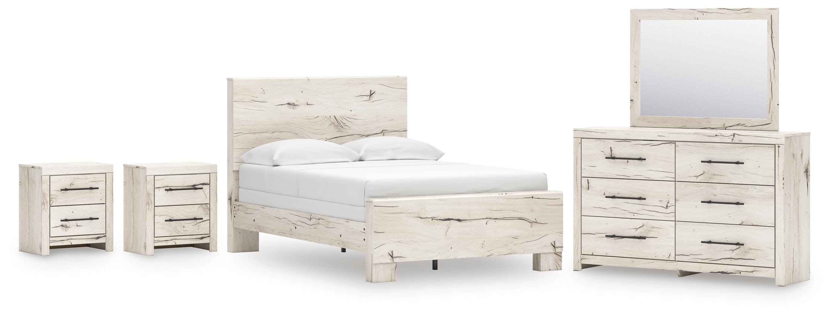 Lawroy Panel Bed, Dresser, Mirror and 2 Nightstands