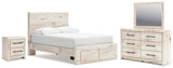 Lawroy Panel Storage Bed, Dresser, Mirror and Nightstand