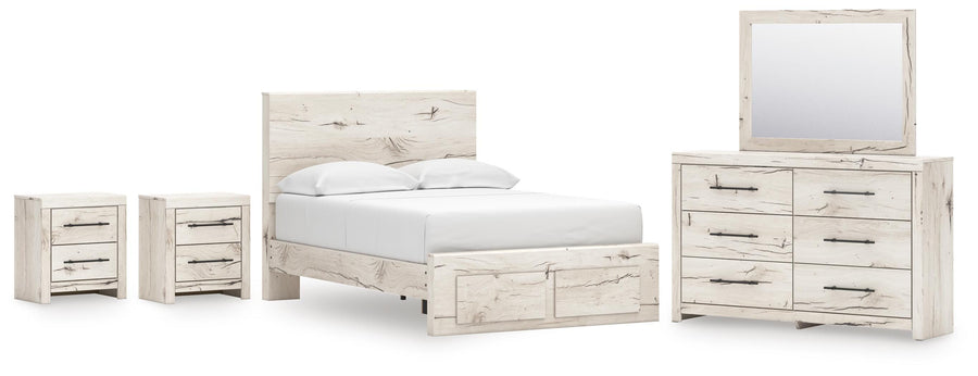 Lawroy Panel Storage Bed, Dresser, Mirror and 2 Nightstands