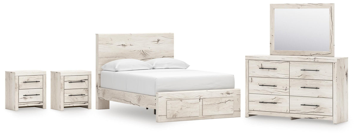 Lawroy Panel Storage Bed, Dresser, Mirror and 2 Nightstands