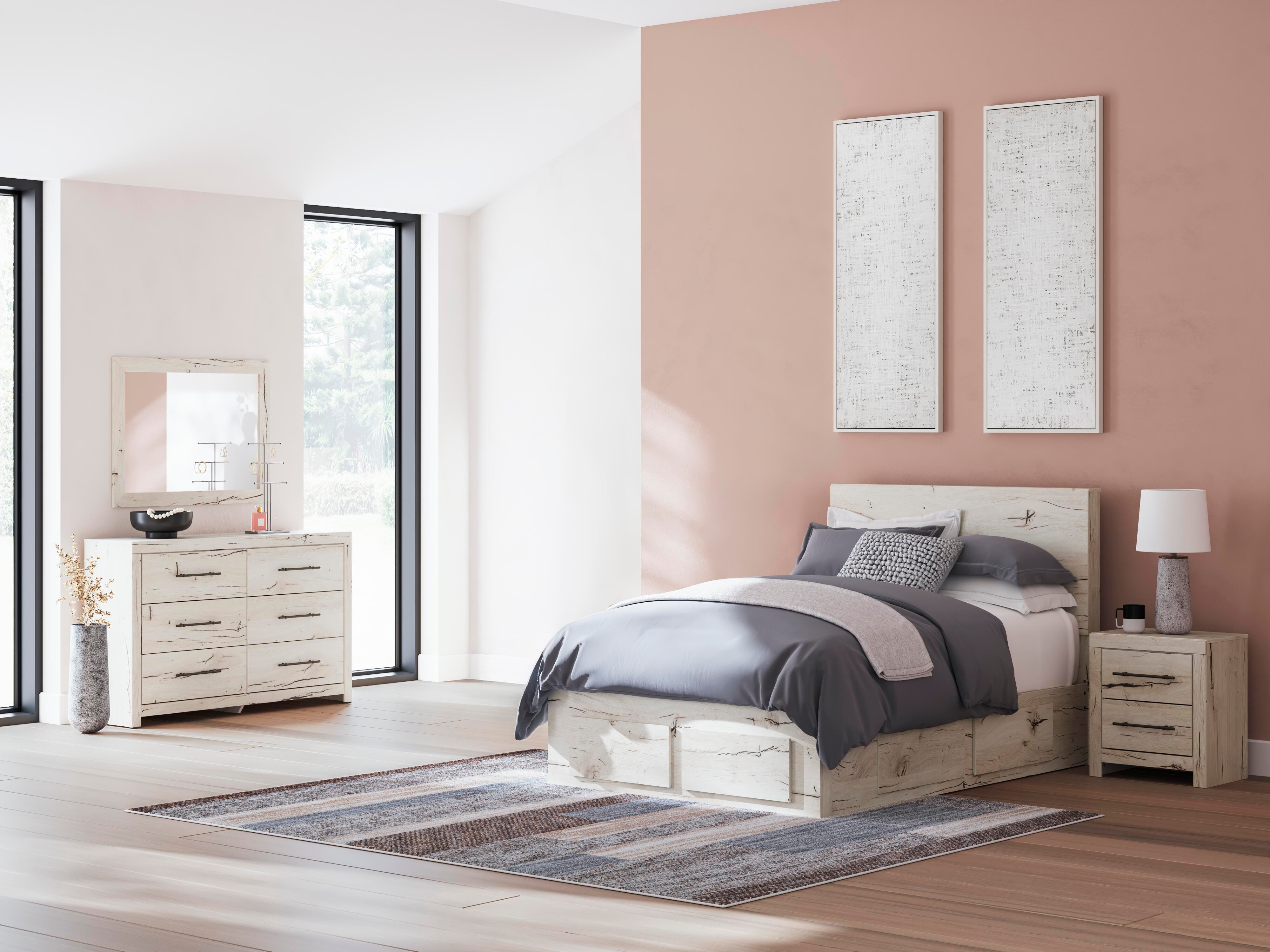 Lawroy Panel Storage Bed, Dresser, Mirror and Nightstand