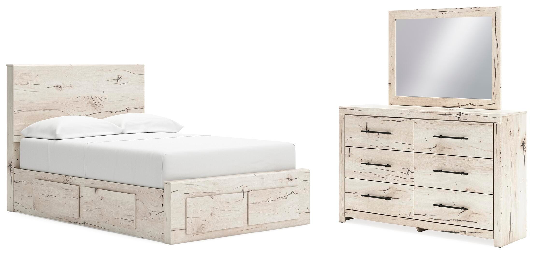 Lawroy Panel Storage Bed, Dresser and Mirror