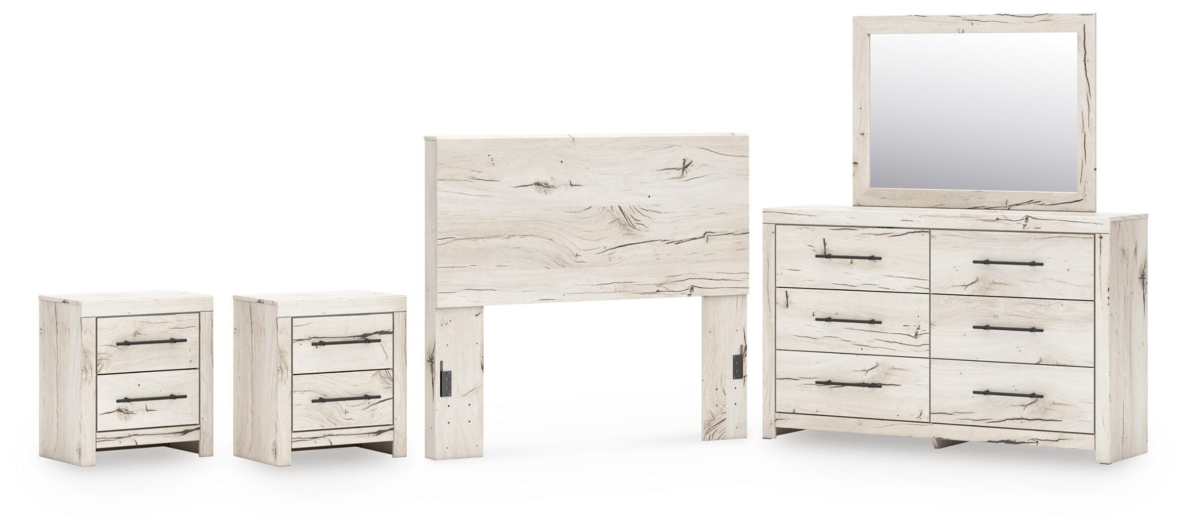Lawroy Panel Headboard, Dresser, Mirror and 2 Nightstands