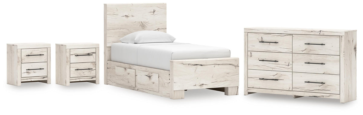 Lawroy Panel Bed with Storage, Dresser and 2 Nightstands