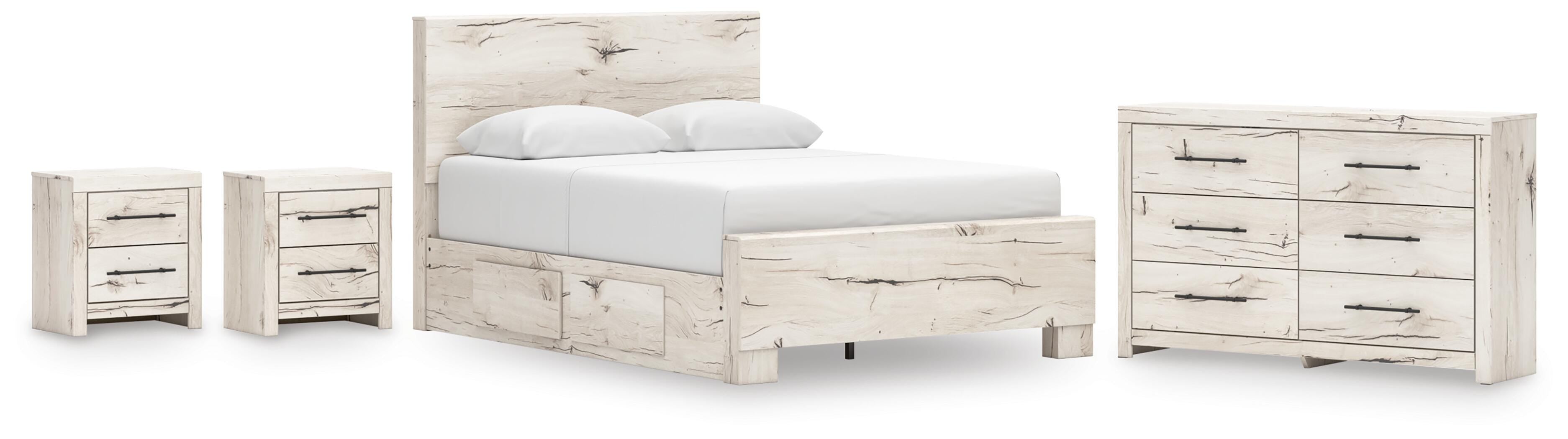 Lawroy Panel Bed with Storage, Dresser and 2 Nightstands