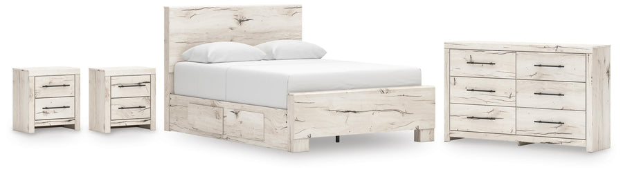 Lawroy Panel Bed with Storage, Dresser and 2 Nightstands