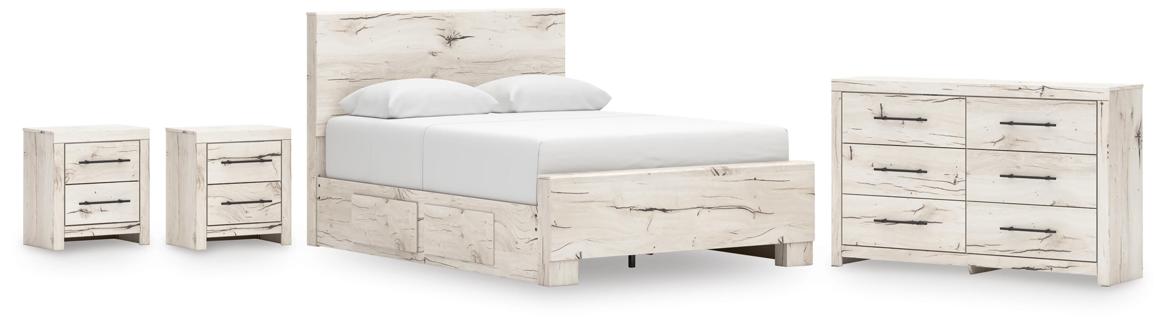 Lawroy Panel Bed with Storage, Dresser and 2 Nightstands