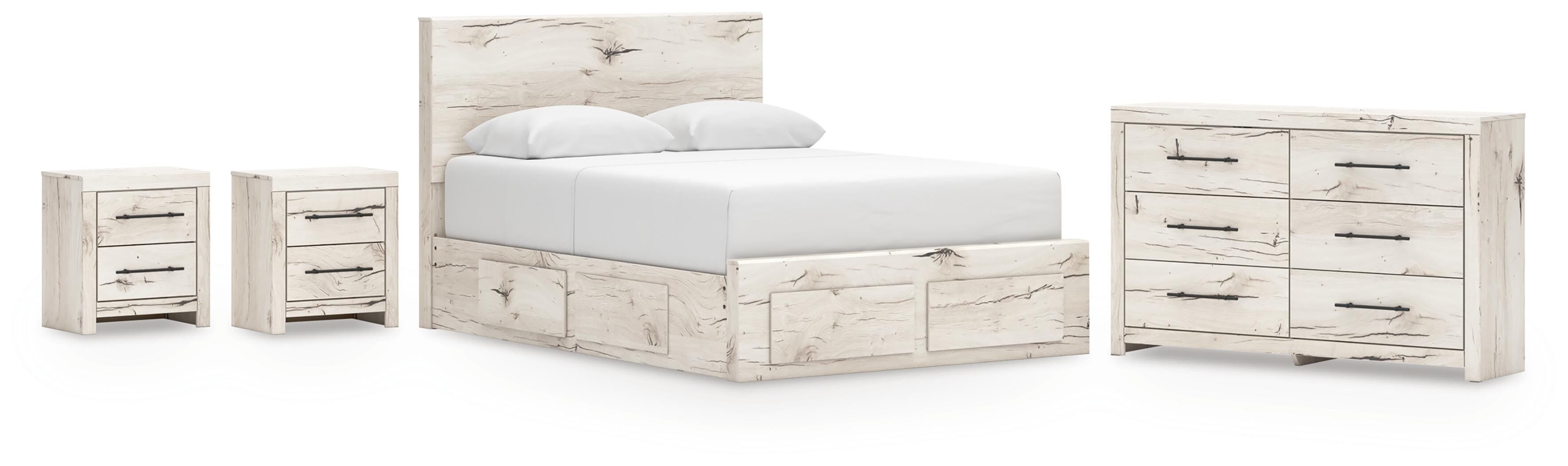 Lawroy Panel Storage Bed, Dresser and 2 Nightstands