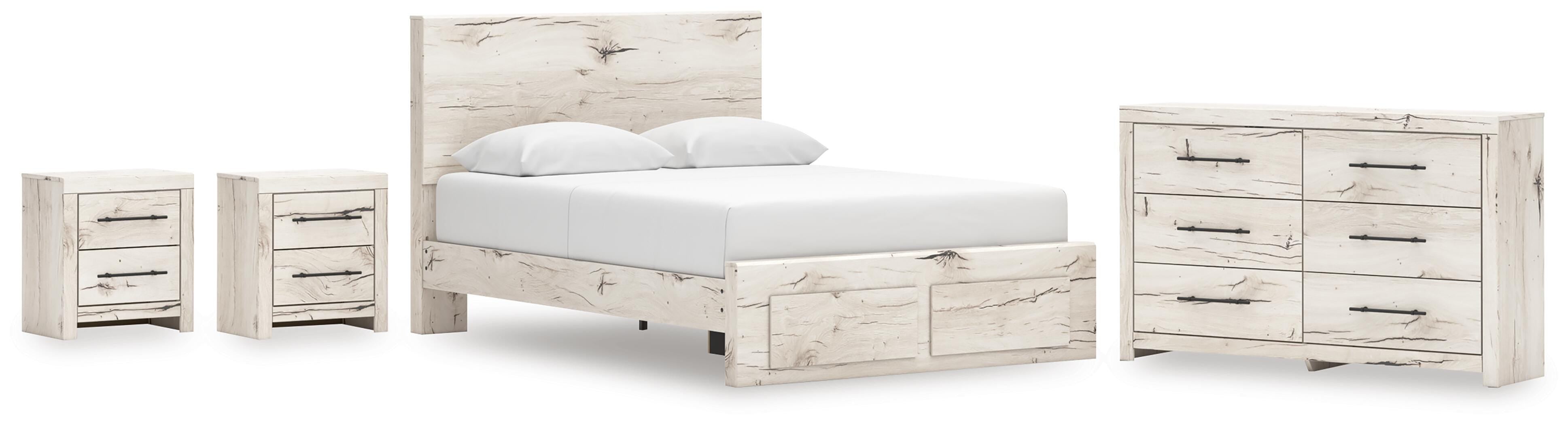 Lawroy Panel Storage Bed, Dresser and 2 Nightstands
