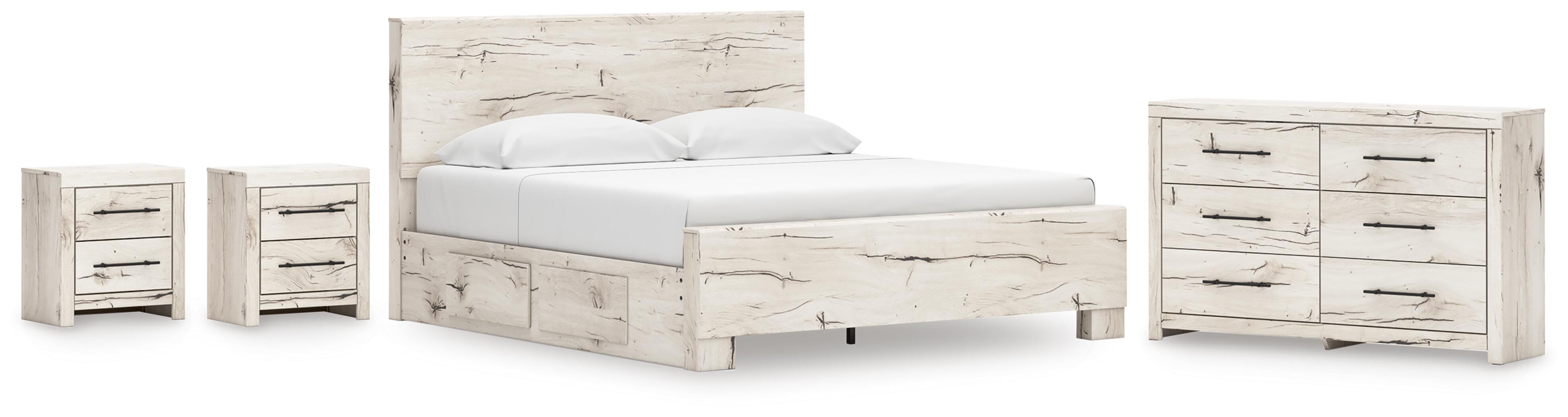 Lawroy Panel Bed with Storage, Dresser and 2 Nightstands