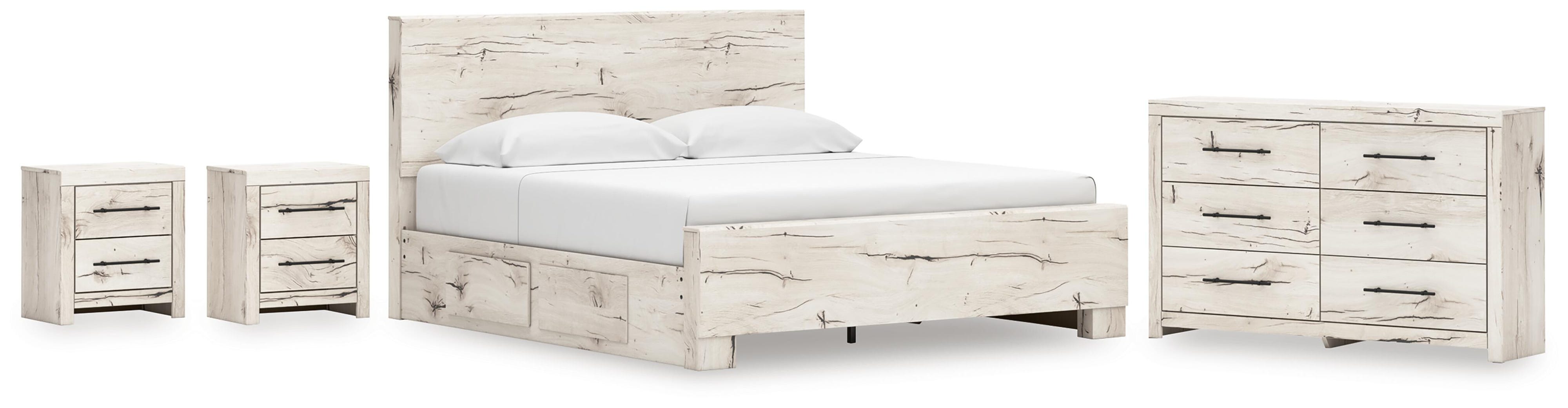 Lawroy Panel Bed with Storage, Dresser and 2 Nightstands
