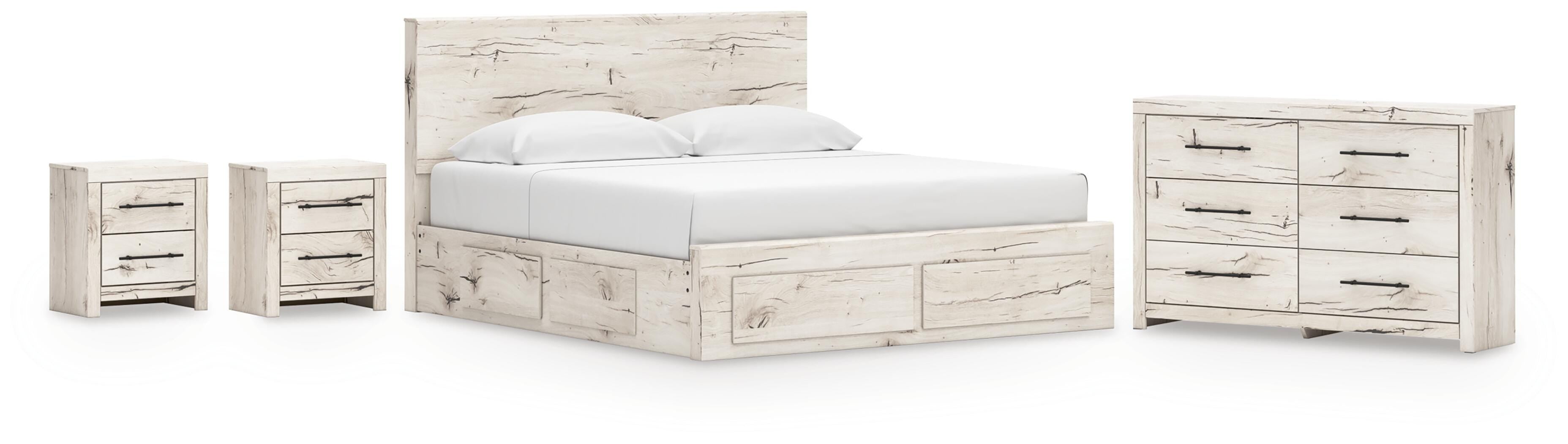 Lawroy Panel Storage Bed, Dresser and 2 Nightstands