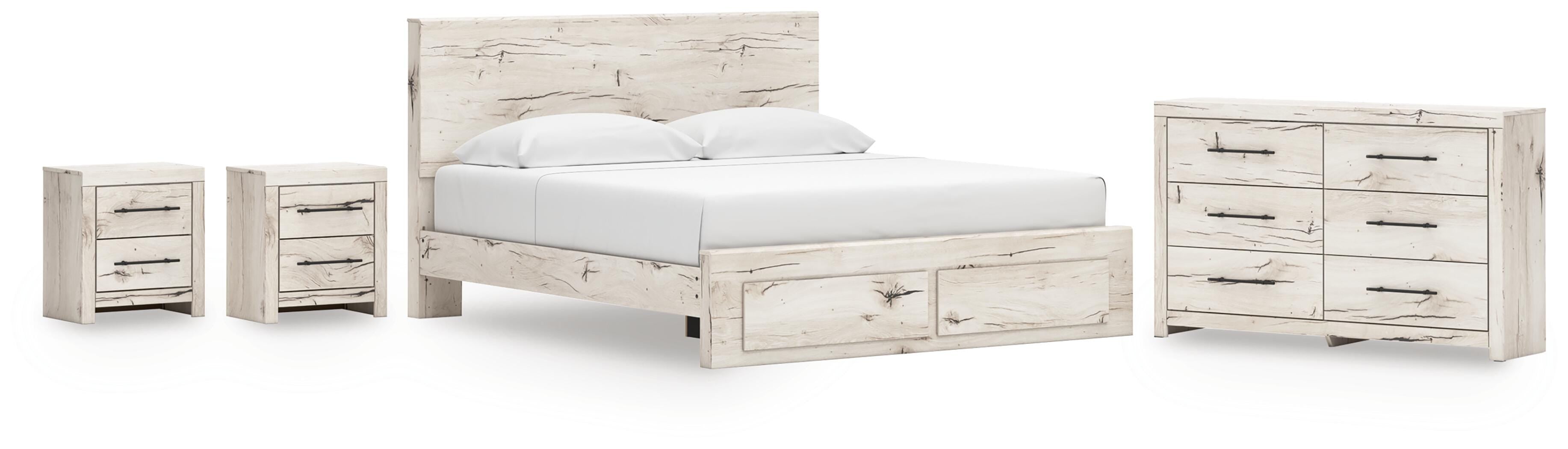 Lawroy Panel Storage Bed, Dresser and 2 Nightstands